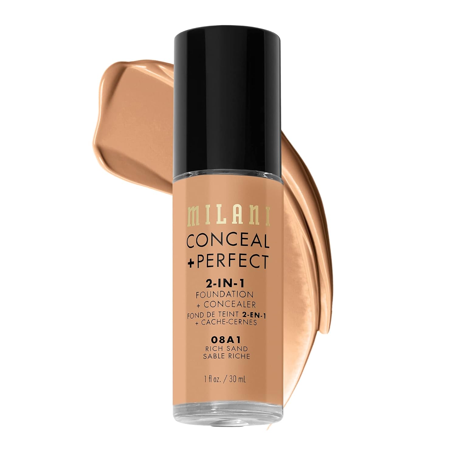 Milani Conceal + Perfect 2-in-1 Foundation + Concealer Makeup -13-Chestnut | Medium-To-Full Coverage, Natural-Matte Finish. Under Eye Corrector, Cover Redness & Imperfections. Waterproof & Sweat-Proof.