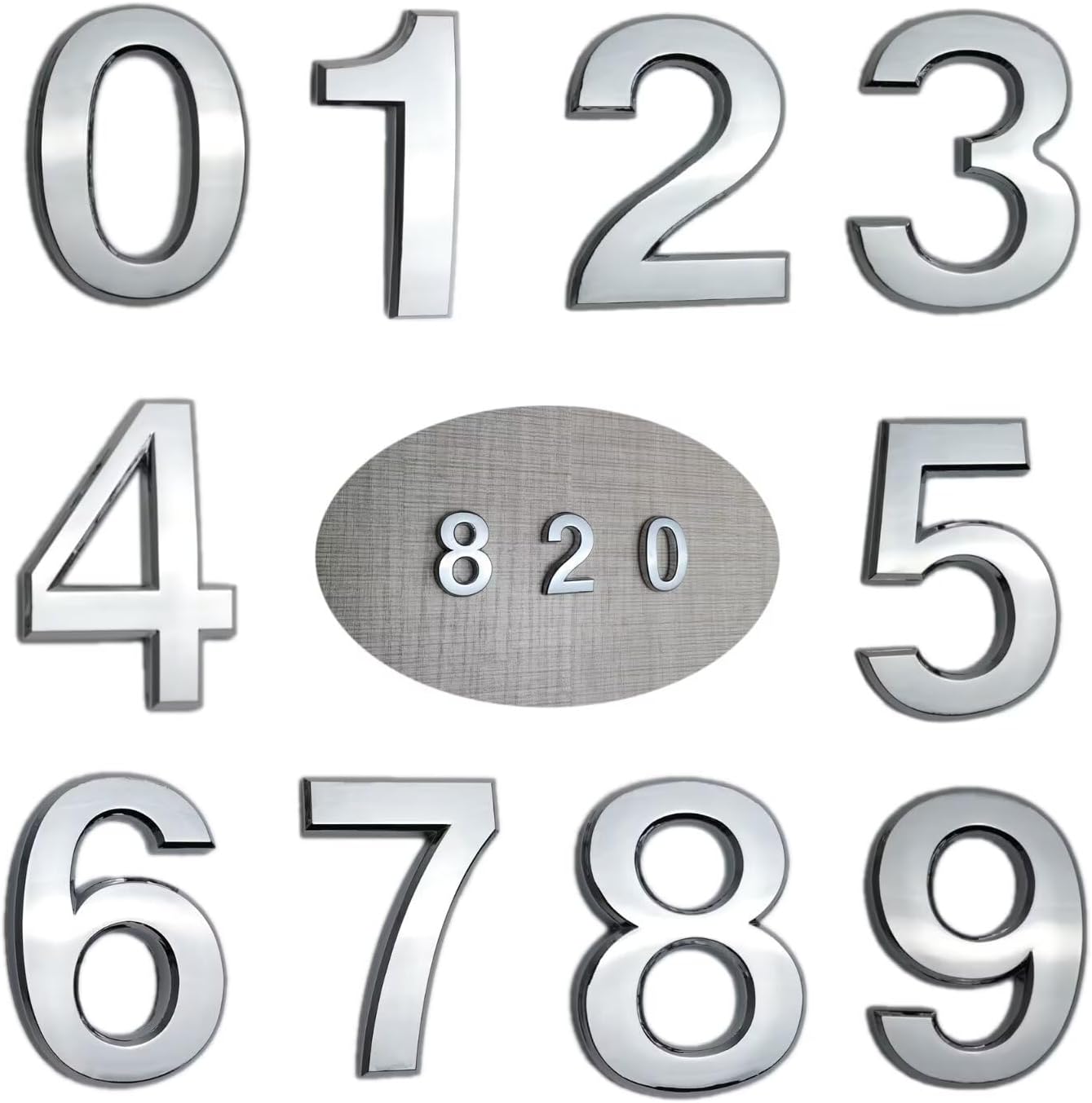 10 Pcs 3D Small Mailbox Numbers(0-9,Gold),1.4 Inch Self Adhesive House Numbers Sticker