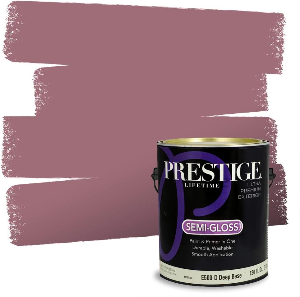 PRESTIGE E500-P-SW6303 Exterior Paint and Primer in One, 1-Gallon, Semi-Gloss, Comparable Match of Sherwin Williams Rose Colored, 1 Gallon, SW17-Rose