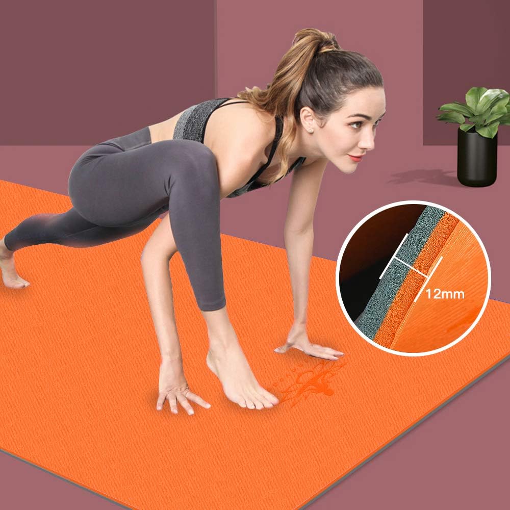 Hatha Yoga Extra Thick TPE Yoga Mat - 72"x 32" Thickness 1/2 Inch -Eco Friendly- With High Density Anti-Tear Exercise Mats For Home Gym Travel &