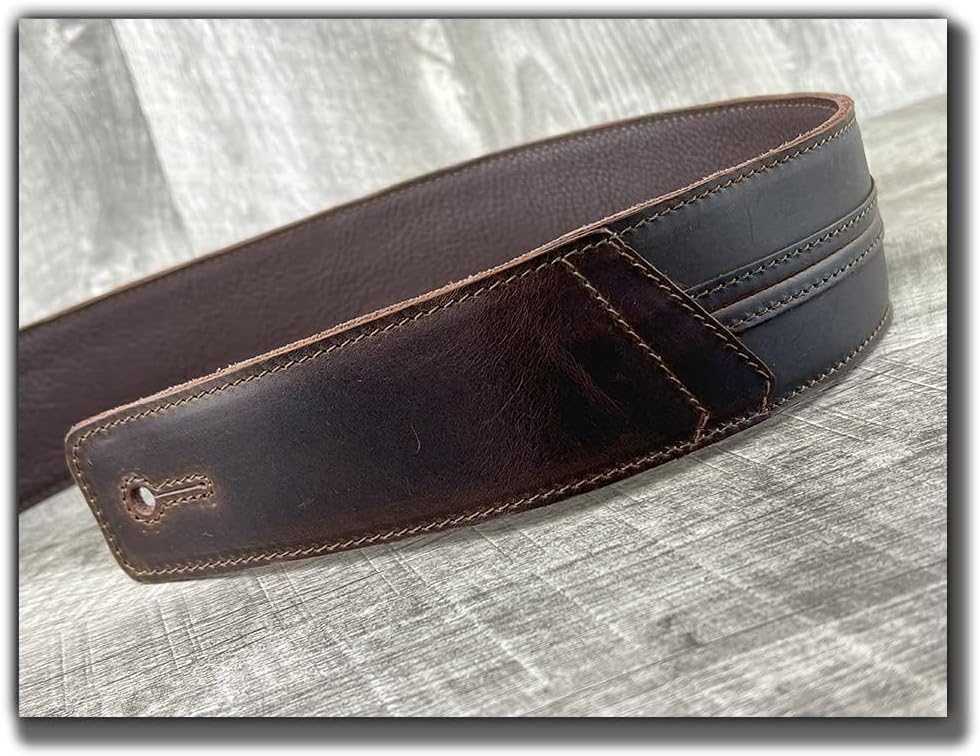 The Original Straight Up Full Grain Padded Leather Guitar Strap - For Electric, Acoustic and Bass Guitars