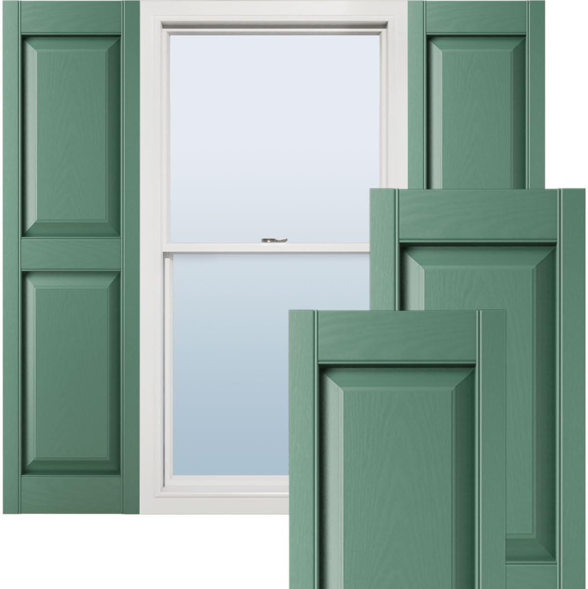 Ekena Millwork Lifetime Vinyl LP2S14X06300BL Standard Two Equal Panel Vinyls, Raised Panel Vinyl Shutters, w/Installation Shutter-Lok's & Matching Screws (Per Pair), 14.75"W x 63"H, Black