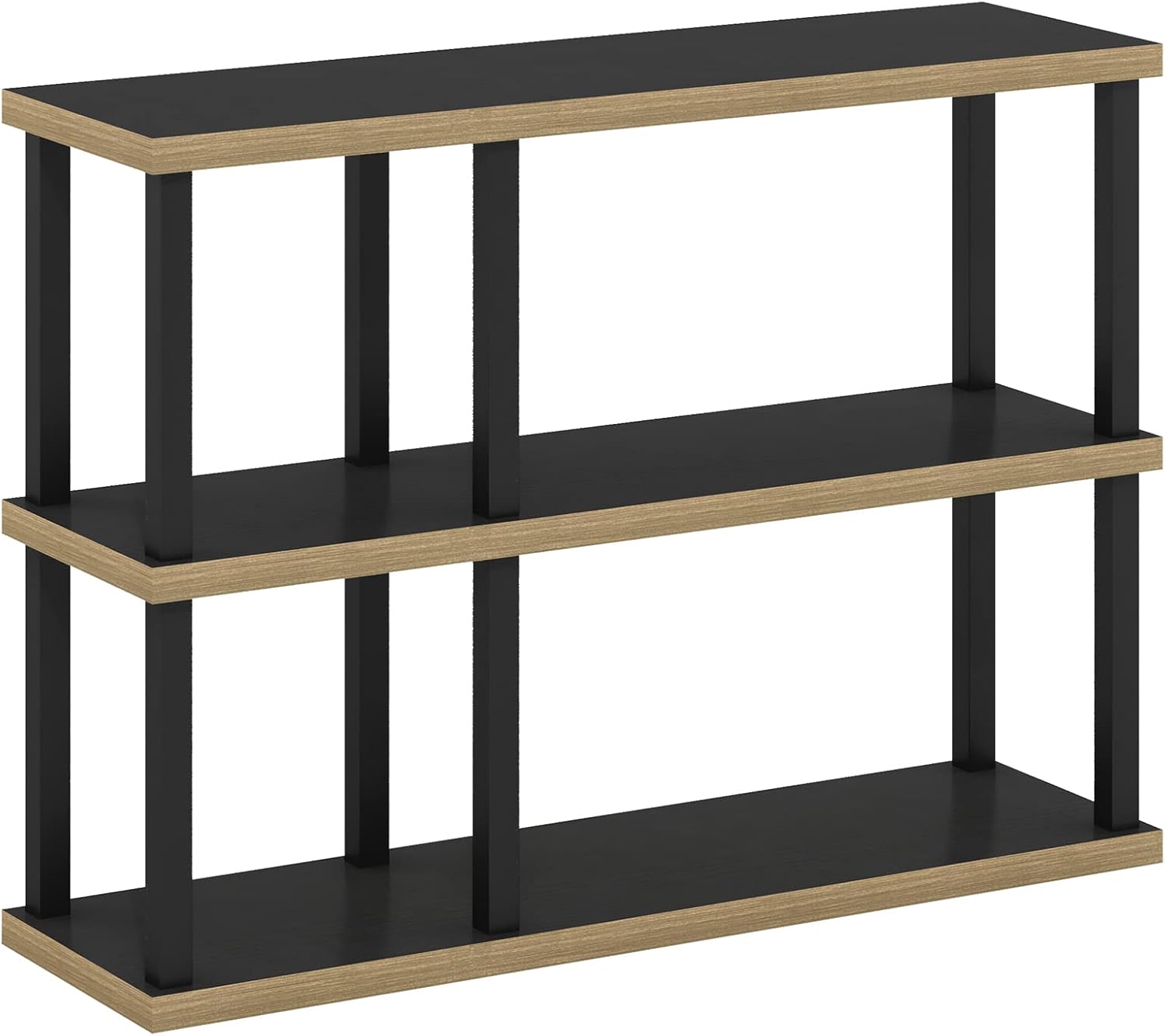 Furinno TURN-N-TUBE Storage Shelves, 3-Tier 47.4 Wide Book Shelf, Corner Shelf, Toolless Open Shelves, for Organization and Storage, Living Room, Garage, Home Office, Black