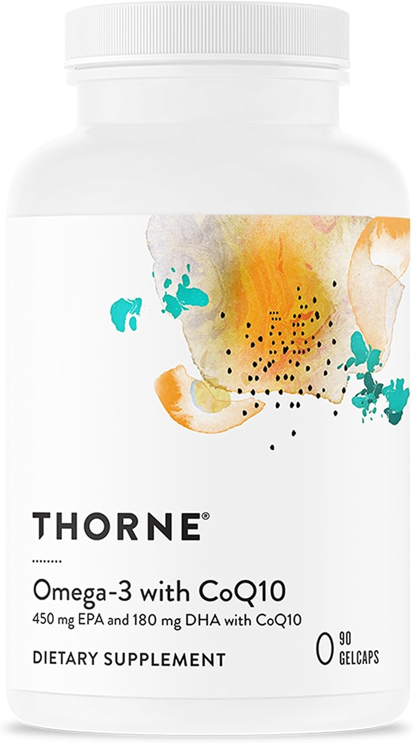 THORNE Omega-3 with CoQ10, Fish Oil Supplement with EPA & DHA, 90 Softgels | Supports Brain, Joint & Heart Health, Promotes Healthy Skin*