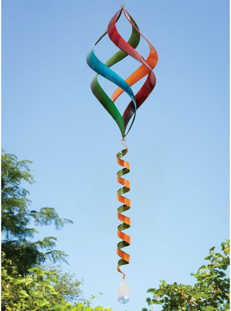 Bits and Pieces Enameled Rainbow Wind Spinner - Sun Catcher | Hanging Wind Spinners Outdoor Art Garden Spinner
