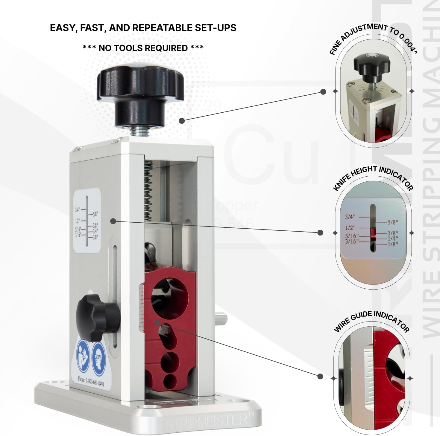 StripMeister Original Drill-Powered Wire Stripper – Wire Sizes Up To Ø3/4", Jam-Free, Copper Wire, Built for Safety, Speed, and Efficiency - Portable Wire Stripping Machine