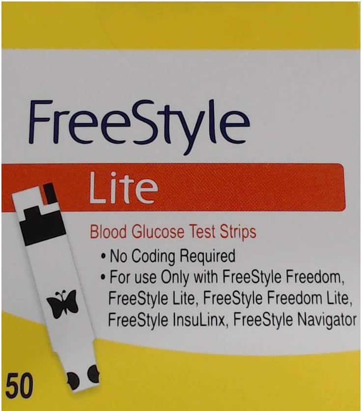 Freestyle Lite® Blood Glucose Test Strips for Monitor System, Red-Yellow, (50 pieces)