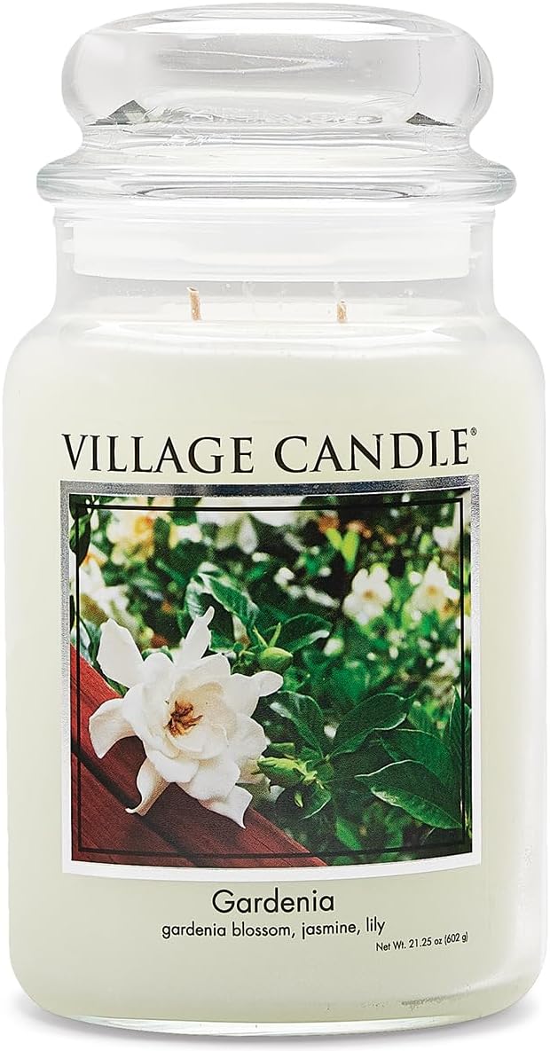 Village Candle Spiced Vanilla Apple, Large Glass Apothecary Jar Scented Candle, 21.25 oz, Ivory