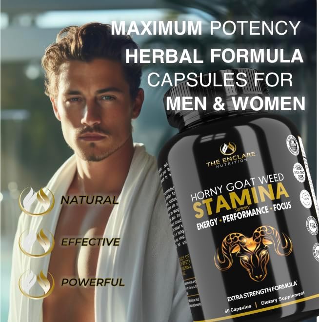 THE ENCLARE NUTRITION Horny Goat Weed for Men & Women with Maca Root Extract, Tribulus, L-Arginine, Ginseng