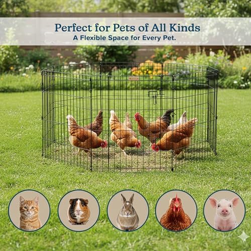Puppy Playpen - Foldable Metal Exercise Enclosure with Eight 24-Inch Panels - Indoor/Outdoor Fence for Dogs, Cats, or Small Animals by PETMAKER
