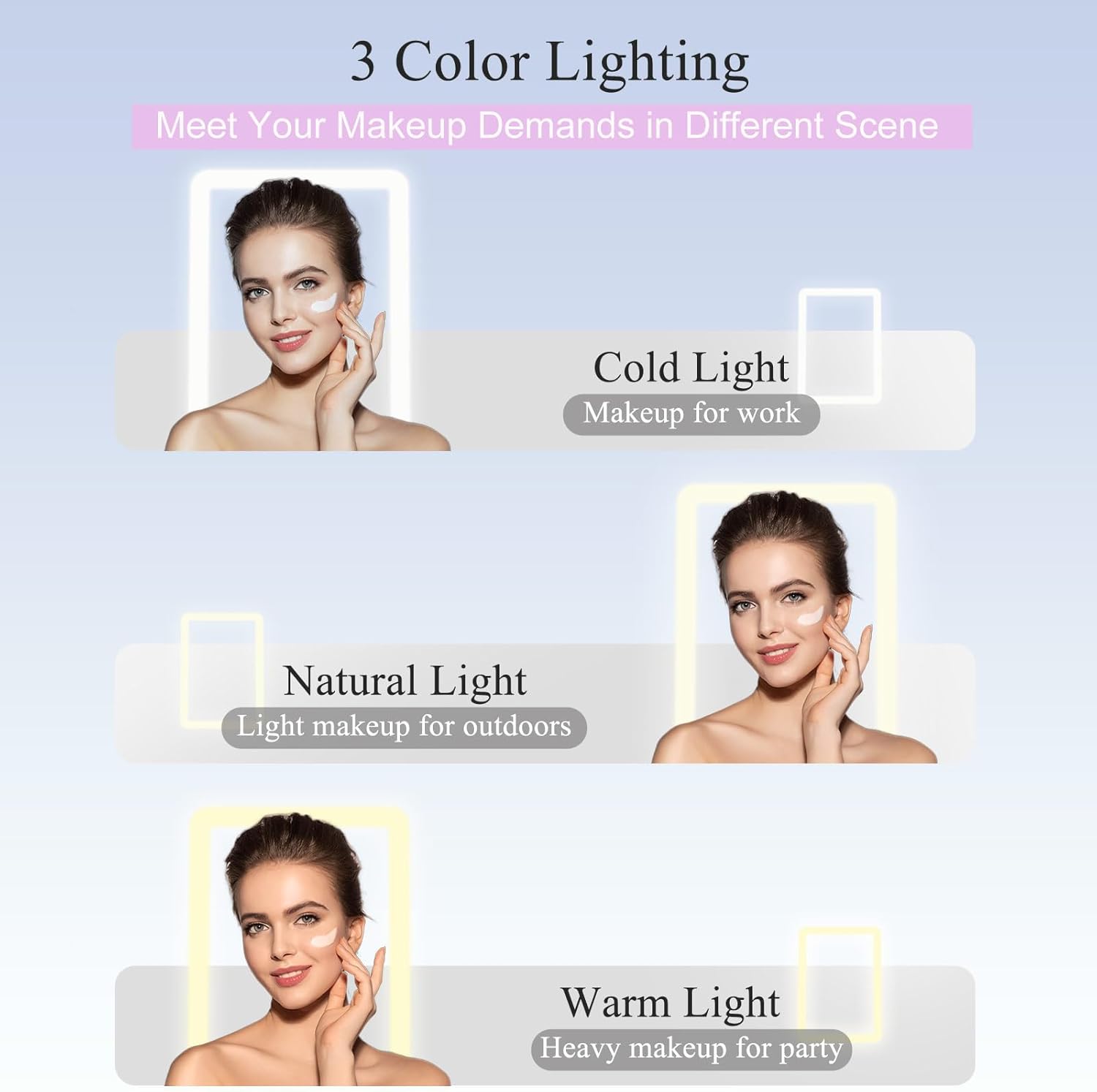 FUNTOUCH Rechargeable Travel Makeup Mirror with 72 Led Lights