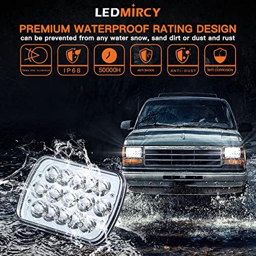 LEDMIRCY 5X7 LED Headlights, H6054 Headlights 7x6 Hi/Low Light 2PCS | Automotive Headlight Rectangular Assemblies 7x6 Replacement Headlamp for Truck Chevy Cherokee Tacoma Ford Van Sedans