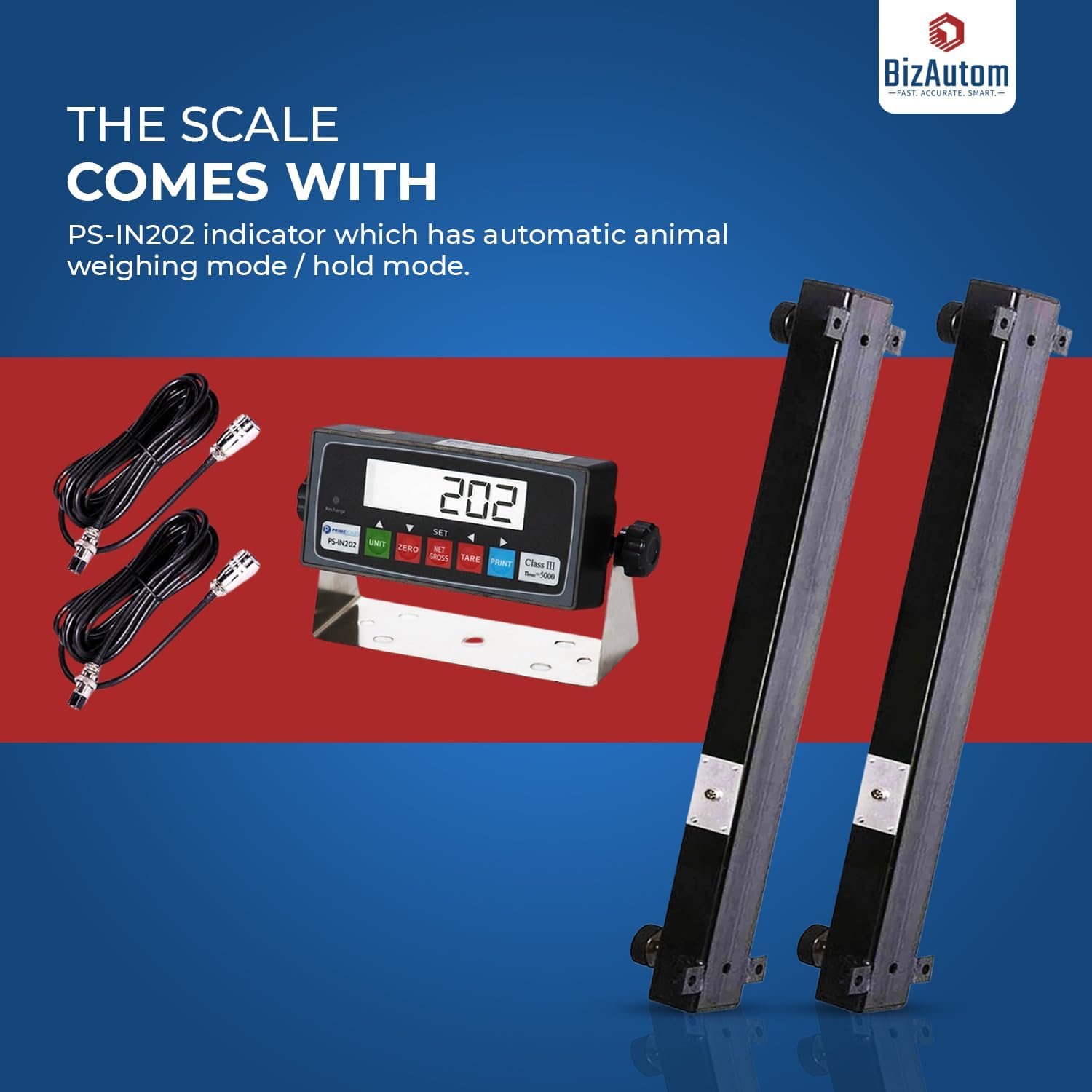 10000lb Load Bar Set for Cattle, Hog, Pig, Goat, Sheep, Alleyway, Chute and Cage Scale | Two Weigh Bar and One Indicator Set (36")