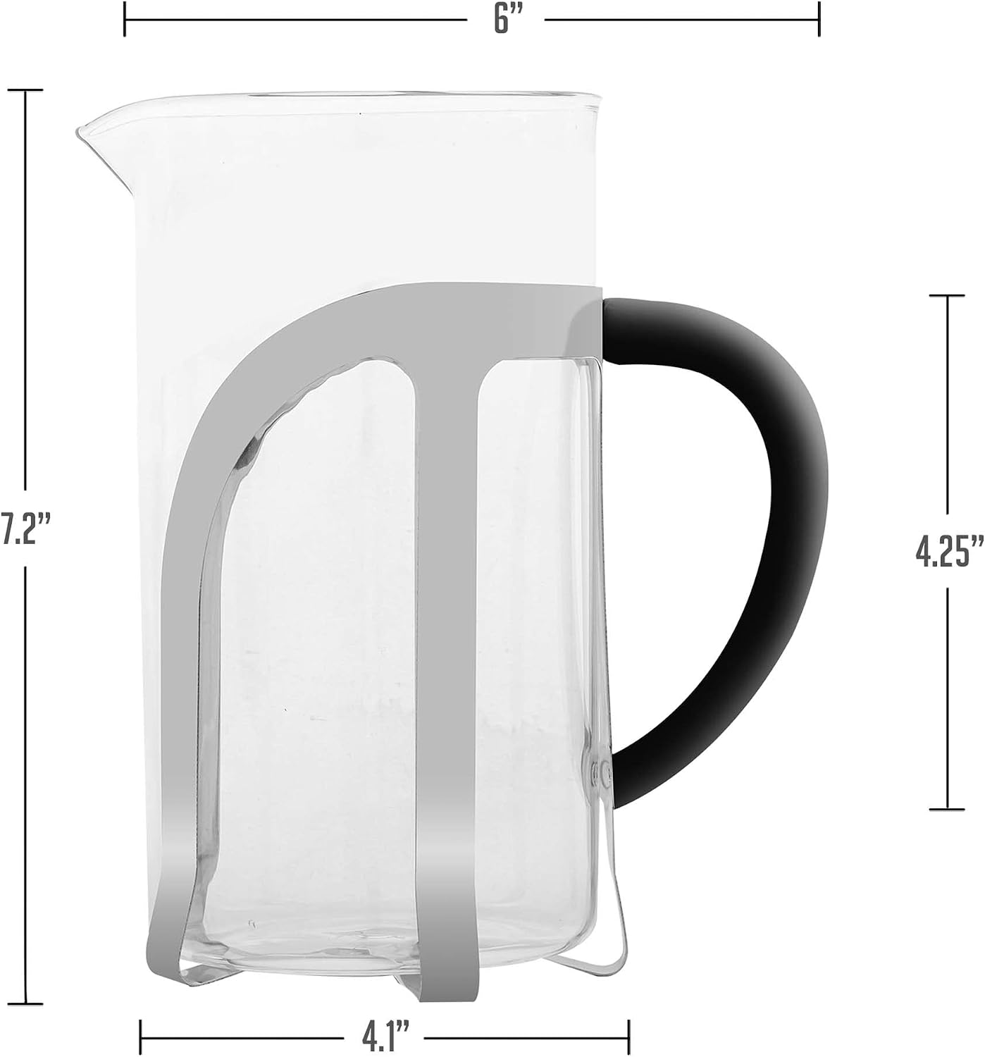 OVENTE French Press Coffee Maker, 34oz BPA-Free Cold Brewer, Clear FGC34T | Heat Resistant Borosilicate Glass, 4-Level Filter System, Stainless Steel Plunger, Cafetera Tea Pot for Kitchen Travel Gifts