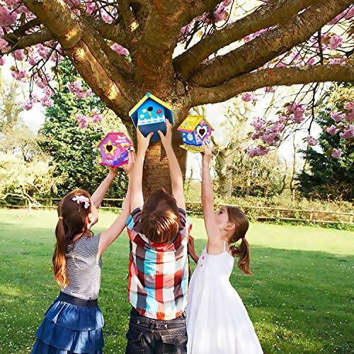 hapray 4 Pack Bird House Craft Kit, DIY Birdhouse for Kids to Build & Paint