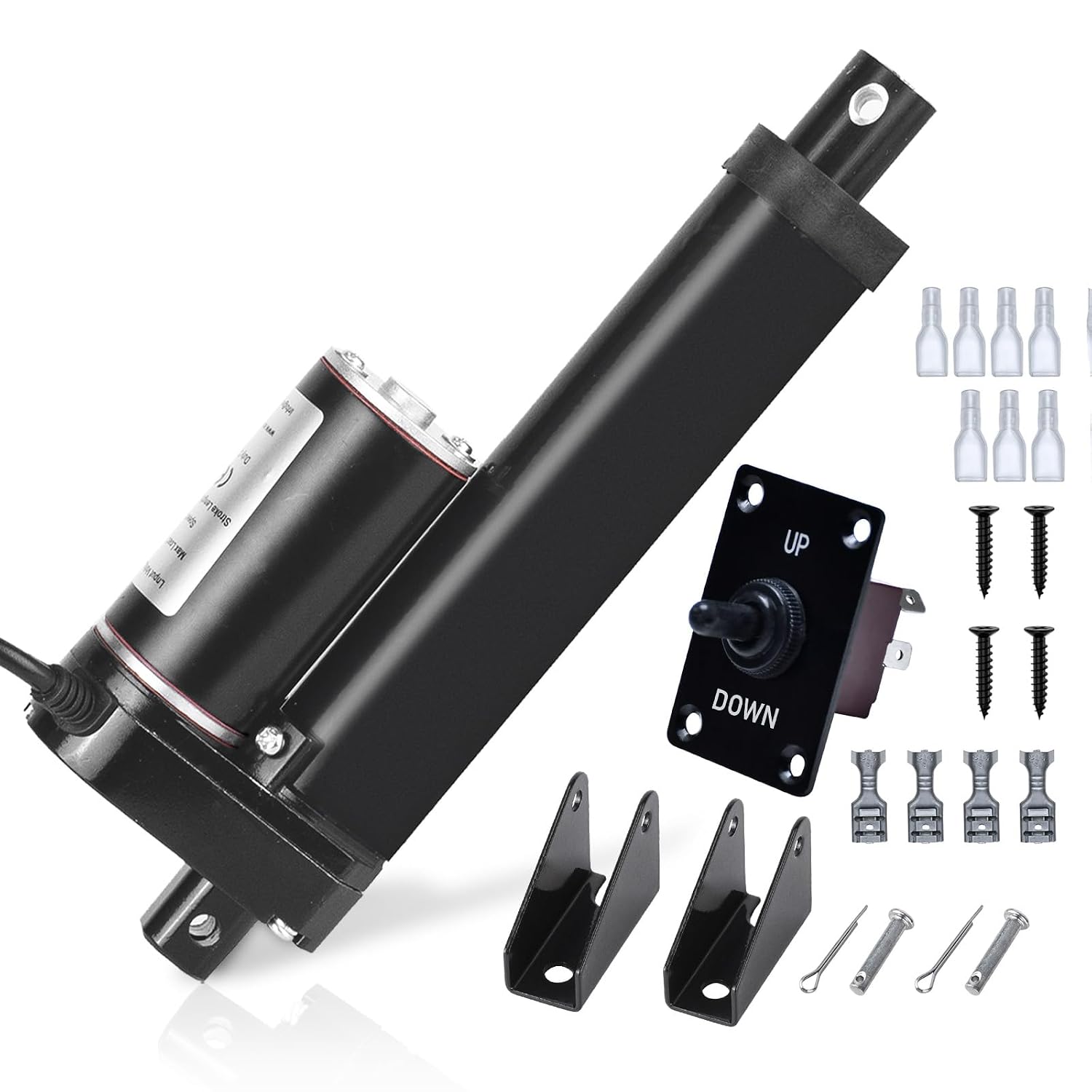 6 Inch (6") Stroke Linear Actuator 12V High Speed Actuator Motor 1000N 14mm/s with Brackets Mounting DC 12V Linear Actuator with Reverse Polarity