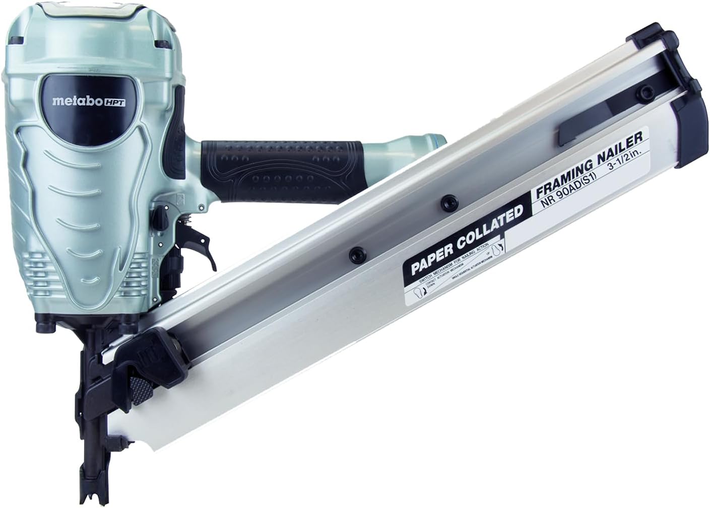 Metabo HPT Framing Nailer 30° Paper Collated Nails Framing Tool, NR90ADS1 | Roof Decking, Housing Construction, Truss Build-Up, Flooring Use