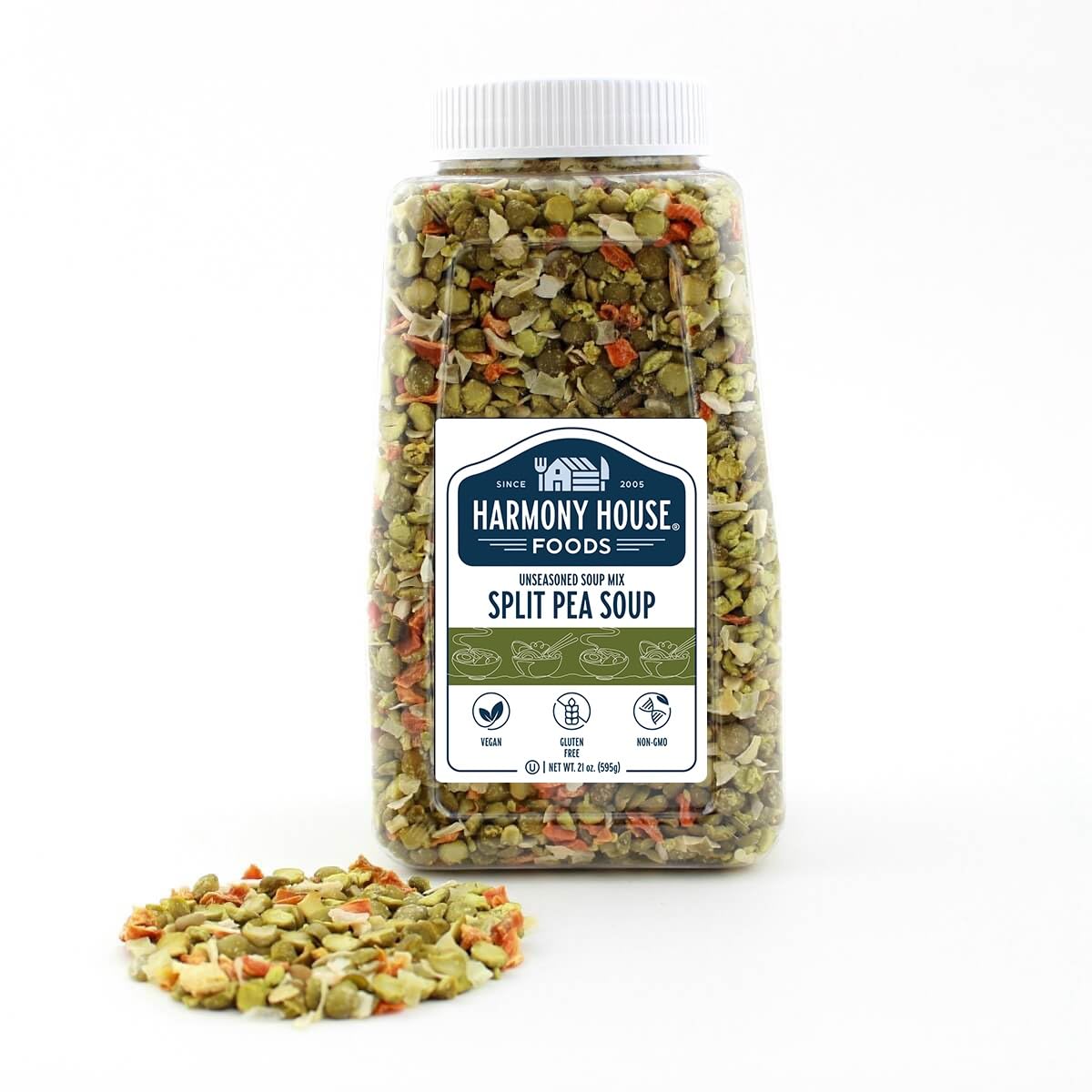 Harmony House Foods Split Pea Soup Mix - Air Dried Vegetables, Vegetarian, Vegan, Non-GMO, Great for Camping, Survival, Hiking, and Backpacking