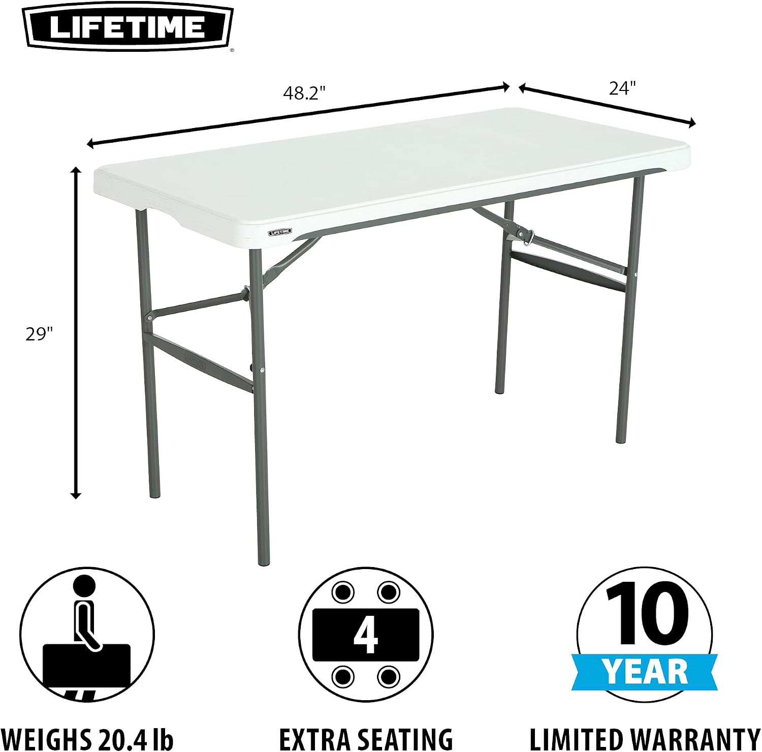 LIFETIME 280478 Commercial Nesting Folding Table, 4-Foot