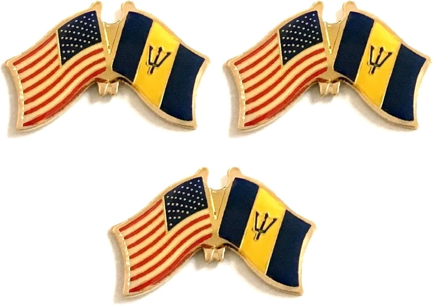 3 National Country Flag Crossed Enamel Flag Pins Pack of 3 Friendship Double Flags