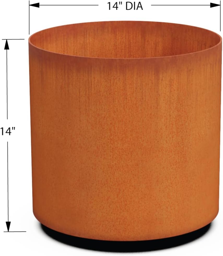 Plantercraft Large Round Planters for Outdoor Plants - 24 Inch Corten Steel Planter for Patio