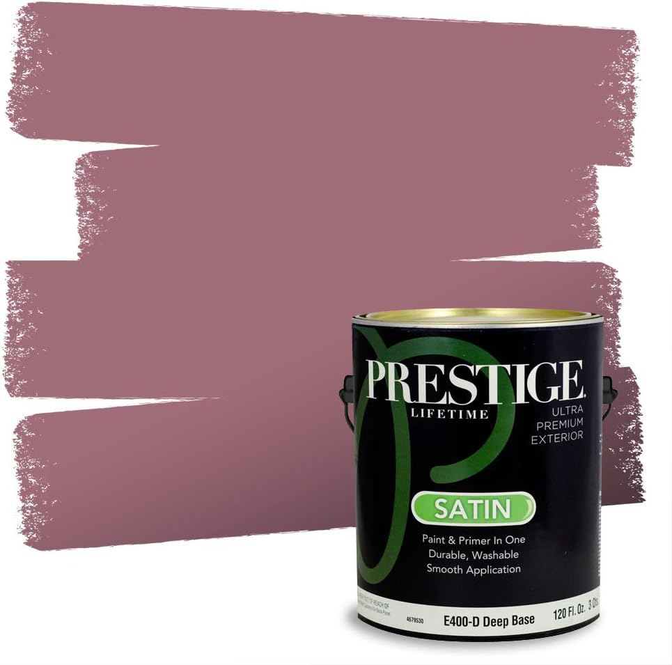 PRESTIGE E500-P-SW6303 Exterior Paint and Primer in One, 1-Gallon, Semi-Gloss, Comparable Match of Sherwin Williams Rose Colored, 1 Gallon, SW17-Rose