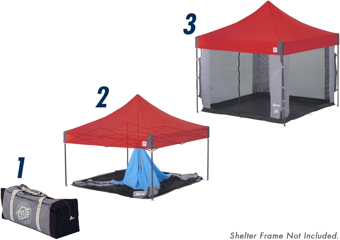 E-Z UP Cube Mesh Canopy Screen Room, Fits 10' x 10' Straight Leg Shelters Eclipse, Enterprise, Pyramid, Vantage Canopies (Shelter NOT Included