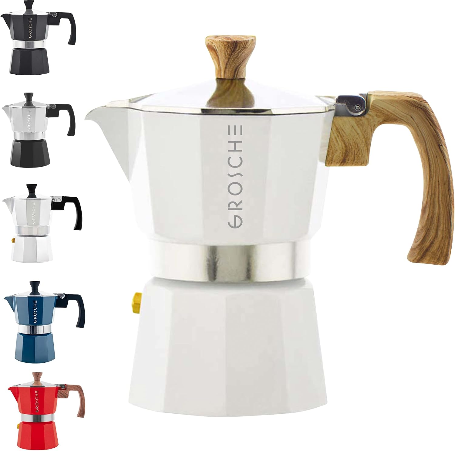 GROSCHE Milano Moka Pot | 9 Espresso Cup - 15.2 oz | Stovetop Espresso Percolator & Coffee Maker – Portable, Ideal for Home and Camping | Cuban Coffee Maker And Italian Moka Pot For Stovetop Espresso; For Gas, Electric, And Propane Stoves With A Soft-Tou…