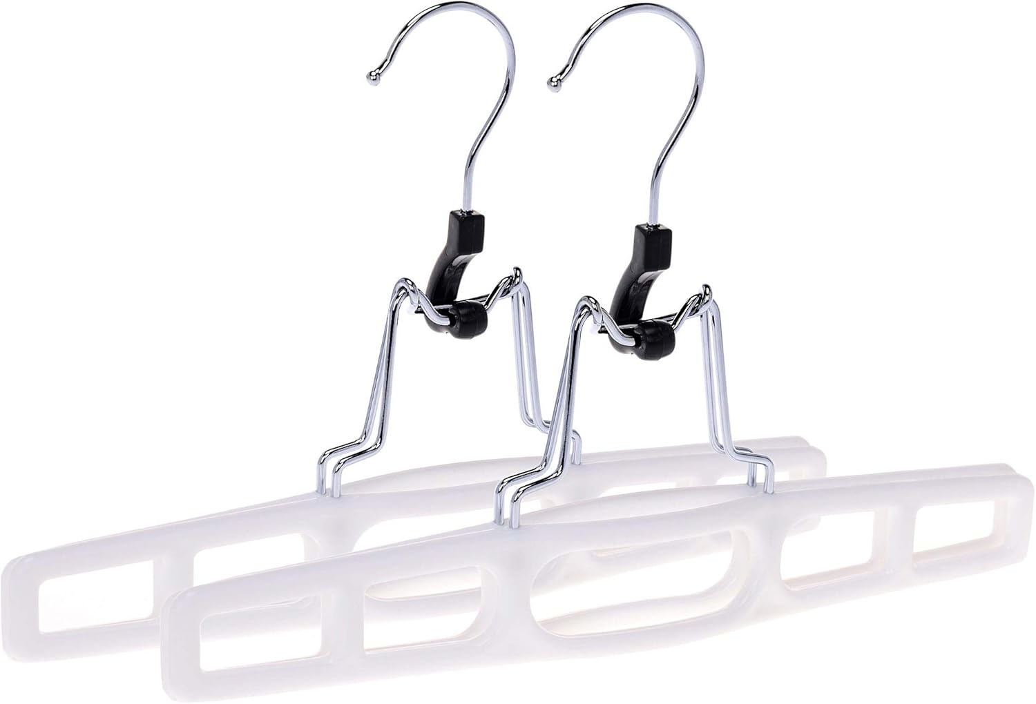 Quality Hangers 10 Pack Premium Skirt Hangers - Thin Space Saving Pant Hangers Set with Clamp, Shorts Hangers with Heavy Duty Locking Clasp