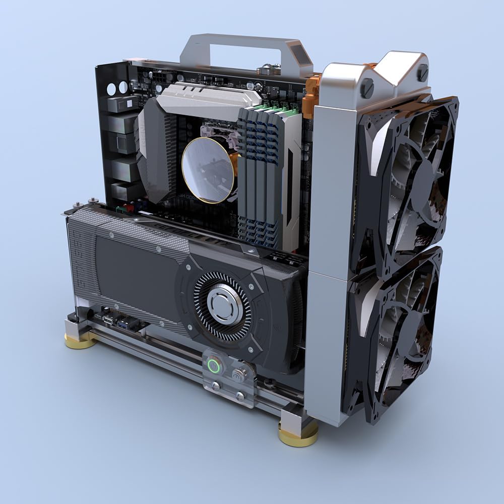 DIY Open Frame PC Chassis, Aluminum Computer Case, Supports ITX Motherboard, Excellent Cooling, Type-C Support