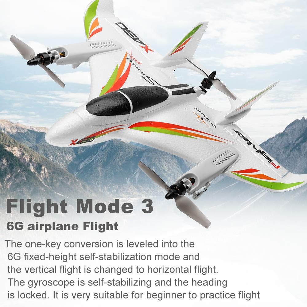 GoolRC WLtoys XK X450 RC Airplane, 2.4GHz Remote Control Airplane, 6 Channel Brushless Motor Aircraft