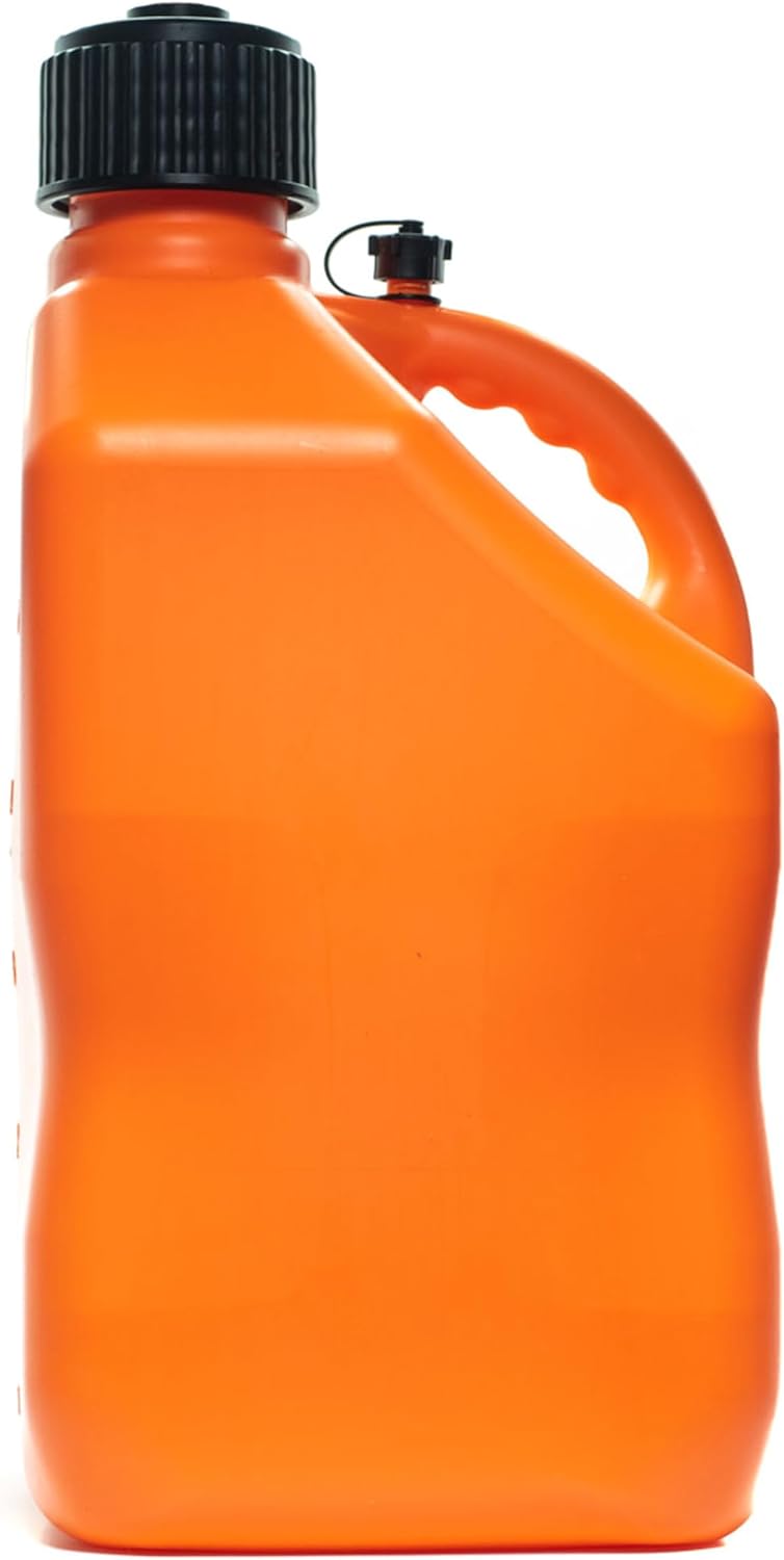 VP Racing 3572-CA, 5.5 Gallon Square motorsport Jug Orange with 2 Deluxe Filler Hoses (2 Pack)