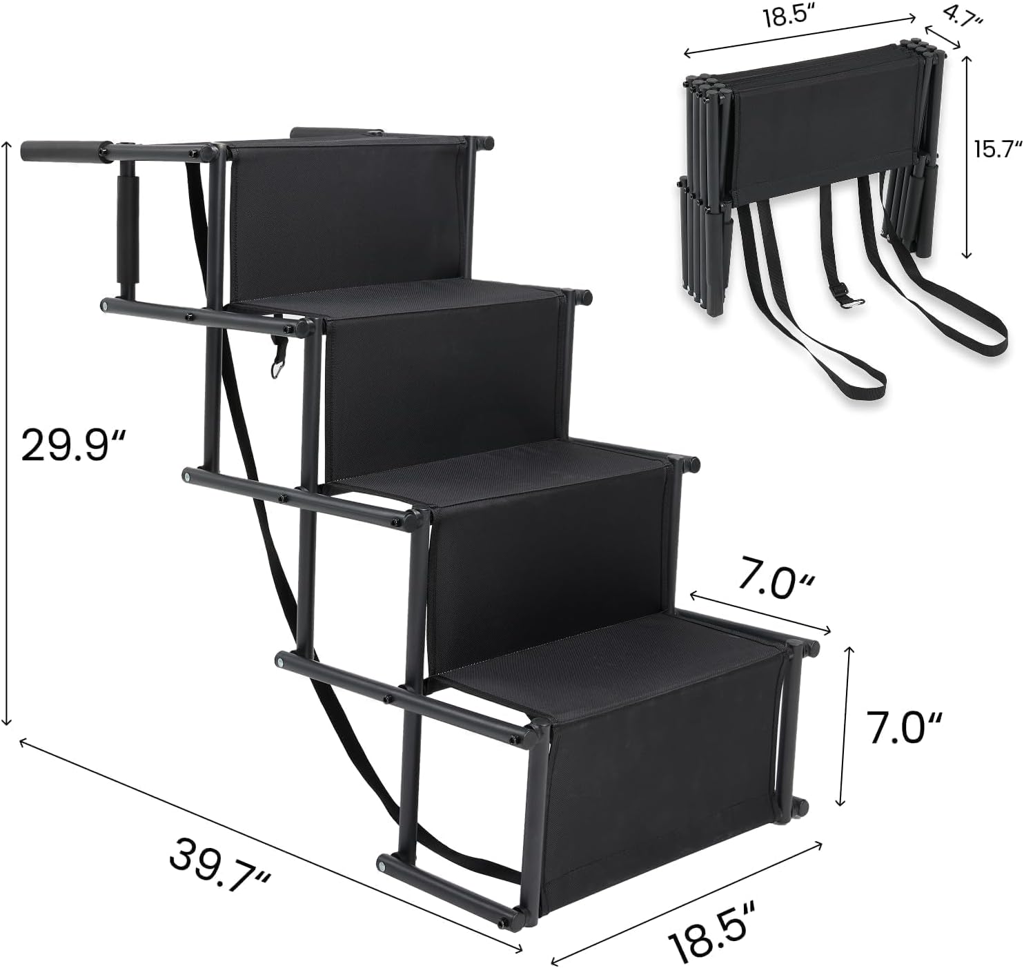 Portable Extra Wide Dog Steps, Large Dog Folding Stairs for Car, Truck, SUV | 4 Steps Non-Slip Dog Ramp for Large Dogs, Supports Up to 300 Lbs