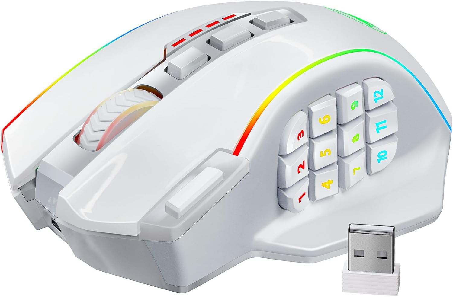 Redragon Gaming Mouse, MMO Mouse Gaming UP 12400 DPI, 19 Macro Programmable Buttons, RGB Mouse with 12 Side Buttons, 8 * 2.4g Weight Tuning for PC Laptop MOBA FPS, M901K, Black