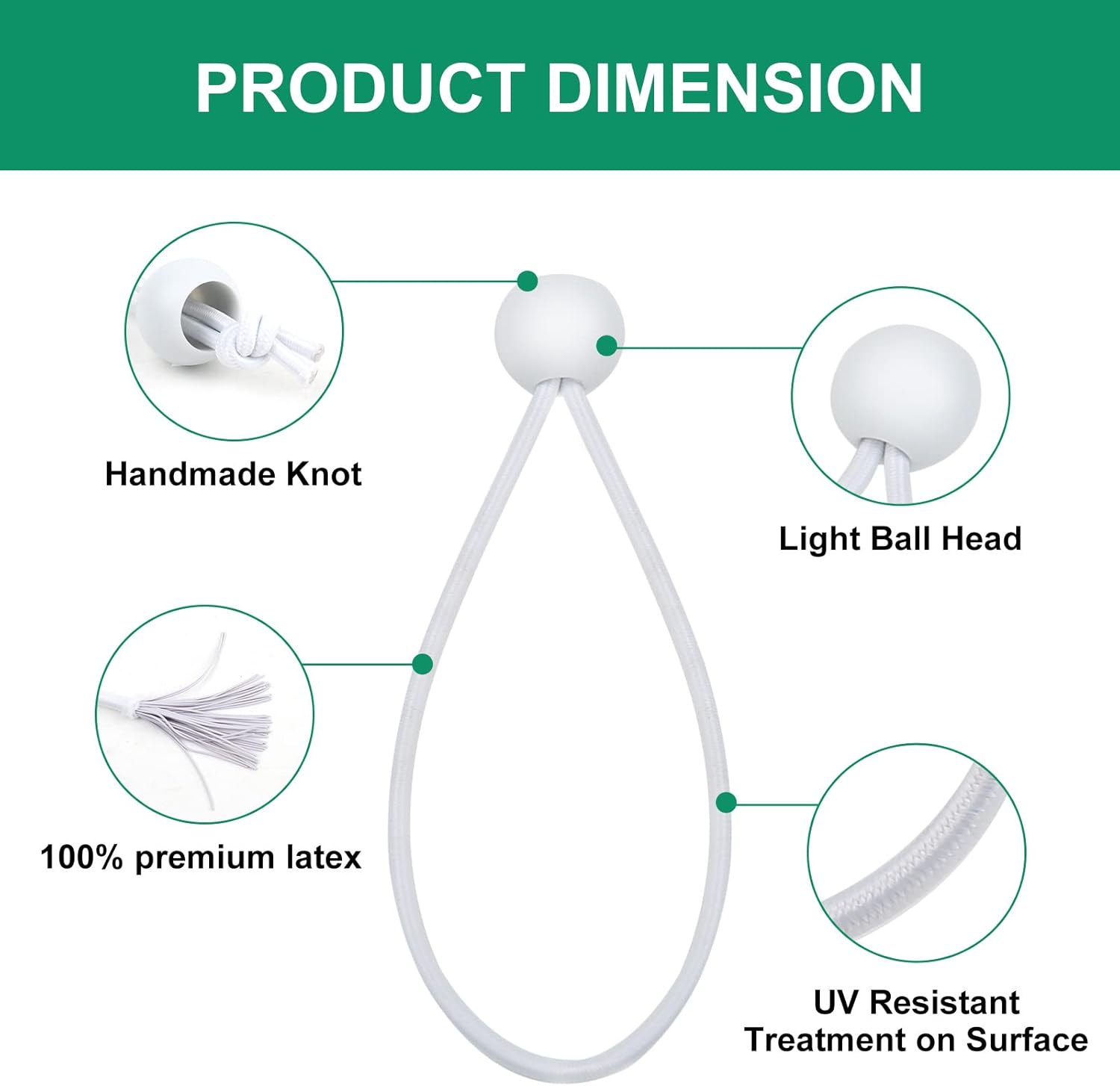 30PCS of 3 Sizes Ball Bungee Cords, 6, 9, 11 Inch Tarp Canopy Bungee Balls, Heavy Duty Tie Down Cord for Shelter, Gazebo, Camping, Tent, Cargo