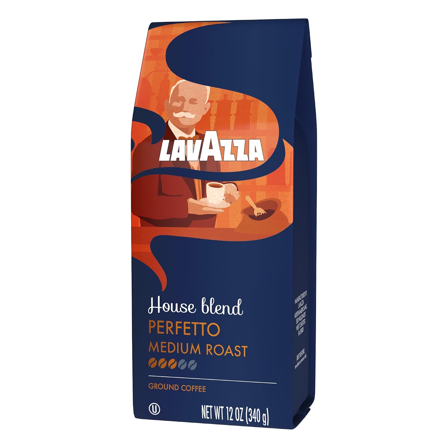 Lavazza Opera Intenso Ground Coffee 12oz Bag, Dark Roast, Bold and Balanced Taste, Intensity 4/5, Arabica and Robusta, Ideal for Drip Brewers, (Pack of 1) - Package May Vary