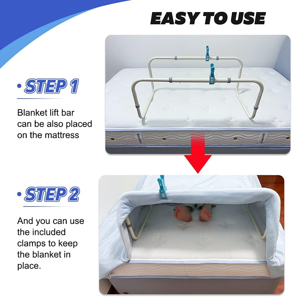 Zelen Blanket Lifter for Feet Lift Bar Sheet Riser Foot Tent Blanket Support Holder 26-34'' Adjustable Bed Cradle Assistance Device Hospital Bed