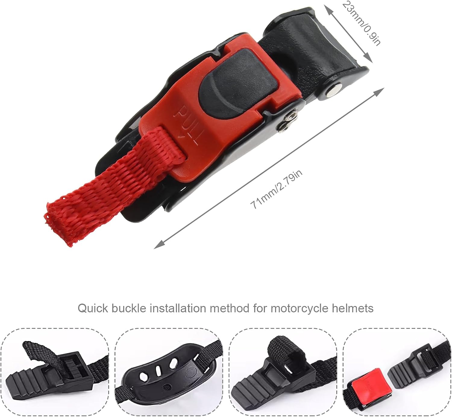 3x Motorcycle Helmet Quick Release Speed Clip Chin Strap Pull Buckle Plastic Applicable bandwidth 20mm