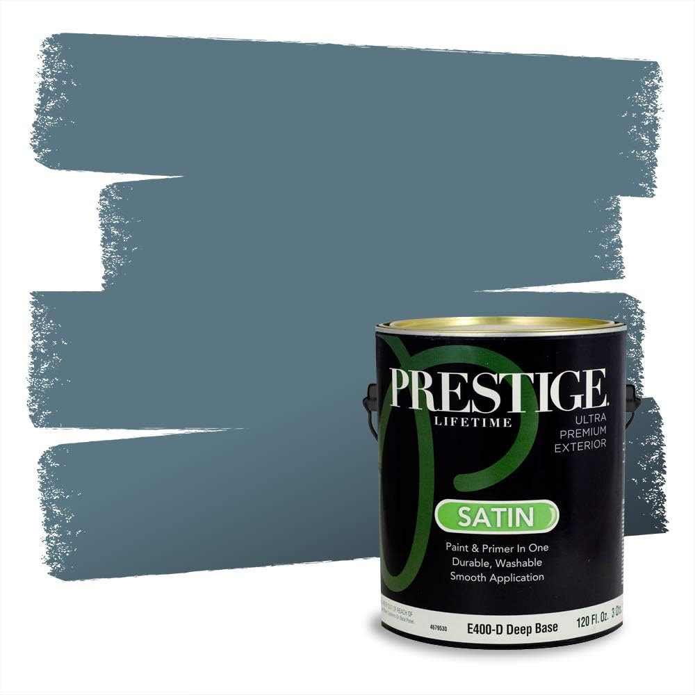 PRESTIGE Paints Exterior Paint and Primer In One, 1-Gallon, Semi-Gloss, Comparable Match of Behr* Intercoastal Gray*