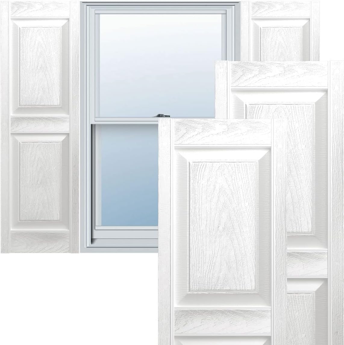 Ekena Millwork LP2S14X05500MG Lifetime Vinyl Standard Two Equal Panels with Raised Panel Shutters, 14 3/4" W x 55" H, Midnight Green, 1 Piece