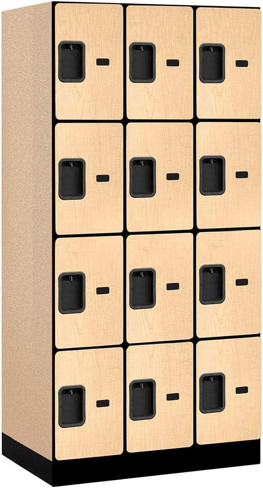 Salsbury Industries Four Tier Designer Wood Locker, Mahogany, 6' 3" x 18"