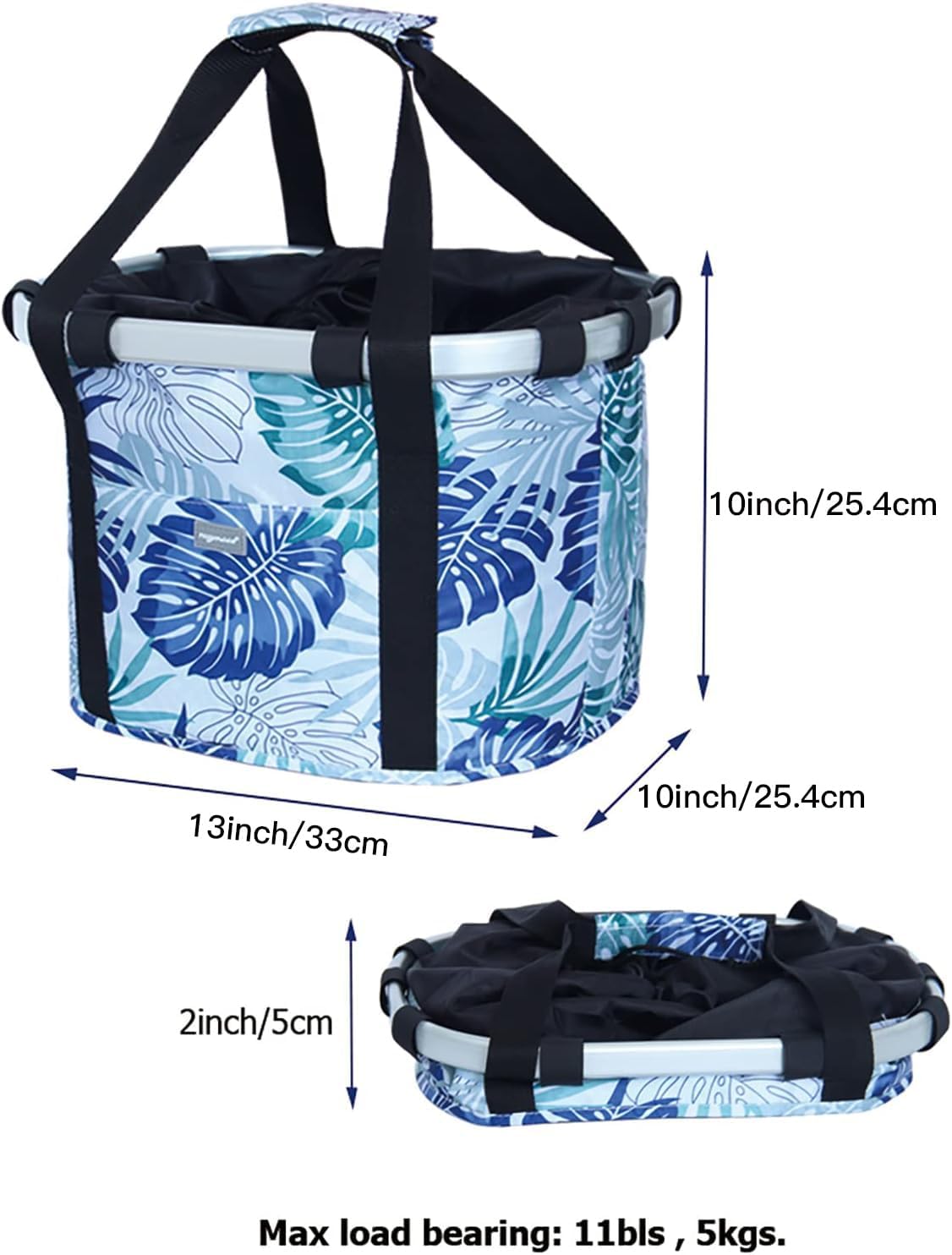 RAYMACE Bicycle Basket Dog Bike Handlebar Basket Front,Folding Detachable Quick Release Easy Install,Cycling Picnic Bag