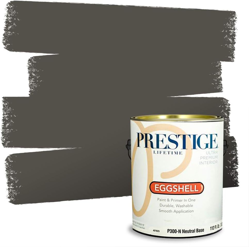 PRESTIGE Paints Exterior Paint and Primer In One, 1-Gallon, Flat, Comparable Match of Sherwin Williams* Grizzle Gray*