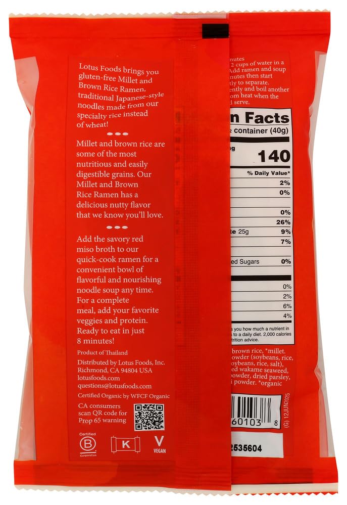 Lotus Foods Organic Ramen Miso Soup Mix-Millet & Brown-2.8 oz