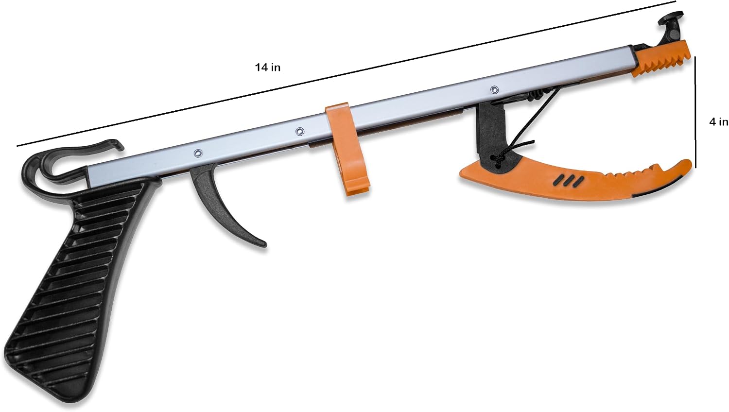 Rehabilitation Advantage Compact Reacher Grabber Tool, 15" Reach Extension with Rubberized Jaws and 3" Wide Grip, Lightweight Aluminum Pick Up Tool