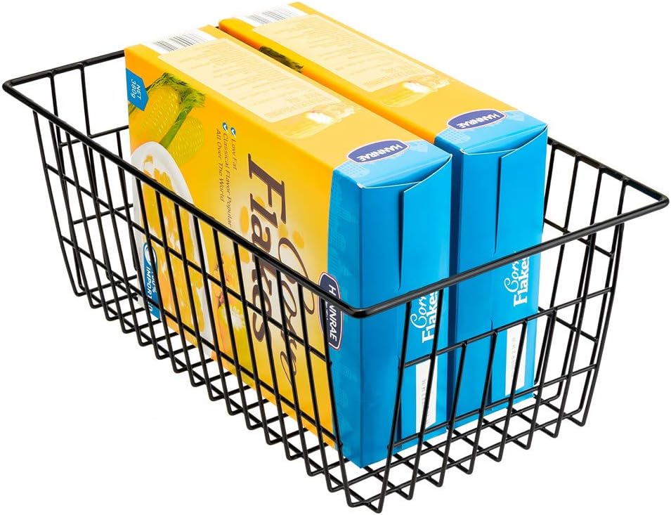SANNO 15.7" Freezer Baskets Wire Storage Baskets Bin Organizer Food, Kitchen, Basket Organizers Bins for Home, Bathroom, Closet Organization, white
