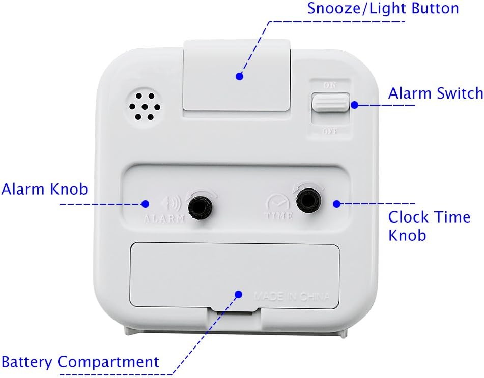 Peakeep Small Battery Operated Analog Travel Alarm Clock Silent | No Ticking, Lighted on Demand and Snooze, Beep Sounds, Gentle Wake, Ascending Alarm, Easy Set (Black)
