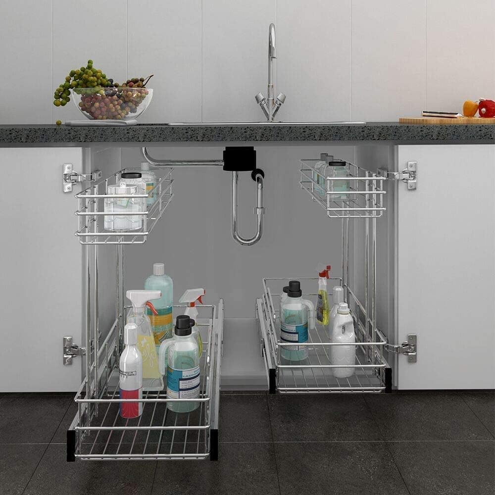 Under Sink Organizer 9" W X19 D, Pull Out Cabinet Organizer 2 Tier