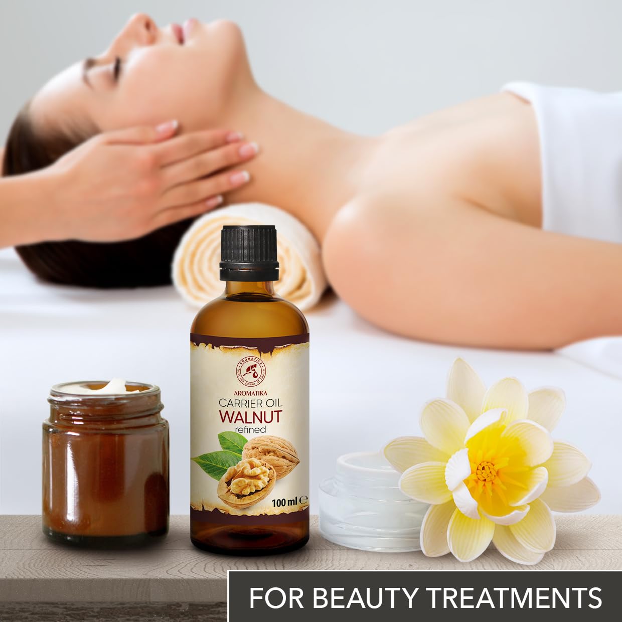 AROMATIKA Walnut Oil 1.7 Fl Oz (50ml) - Juglans Regia Seed Oil - USA - 100% Pure & Natural - Intensive for Face Care - Body - Hair - Skin - Nails - Hands - Good w/Essential Oil