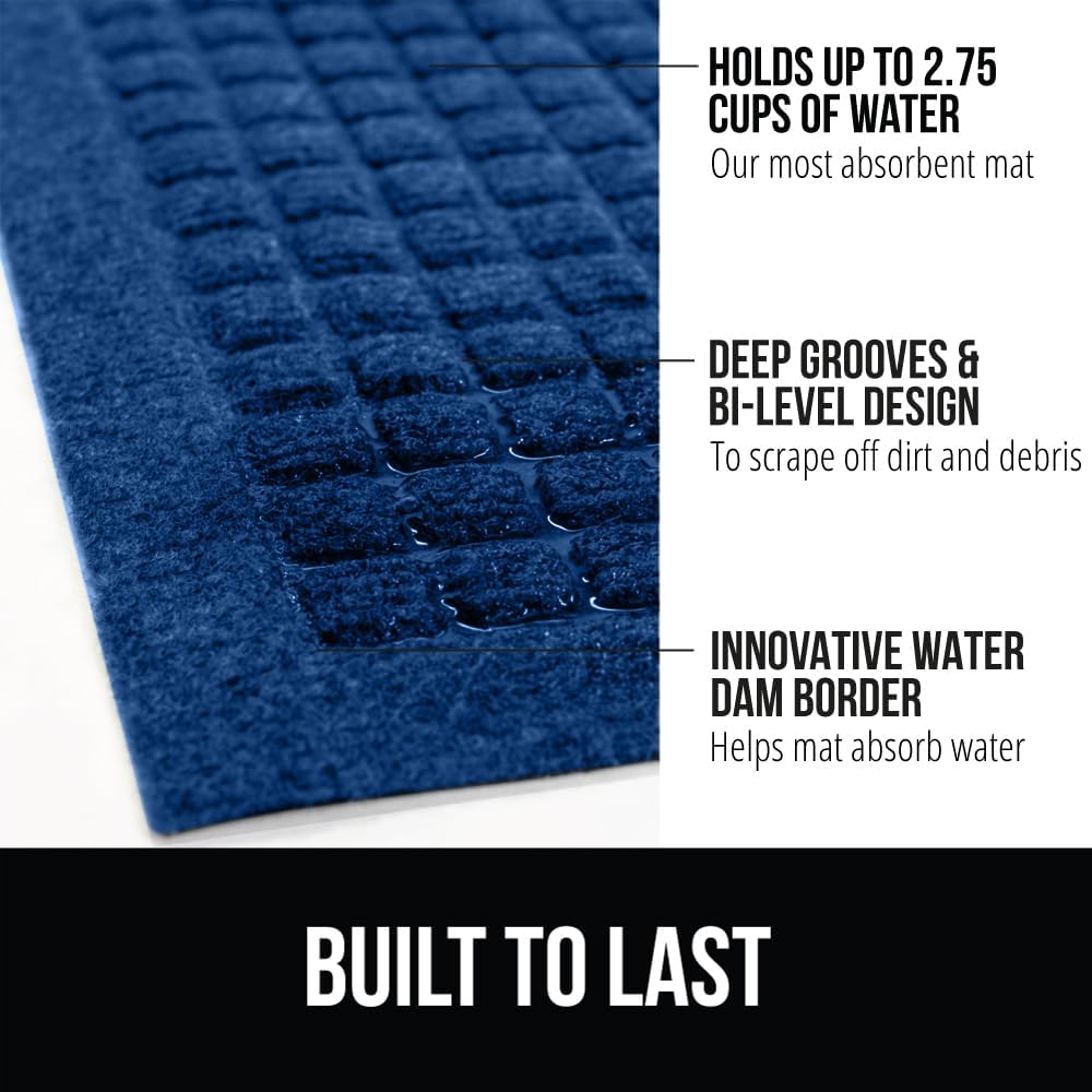 GORILLA GRIP® HydroABSORB Door Mat for Indoor Outdoor Use, 29x17 Black